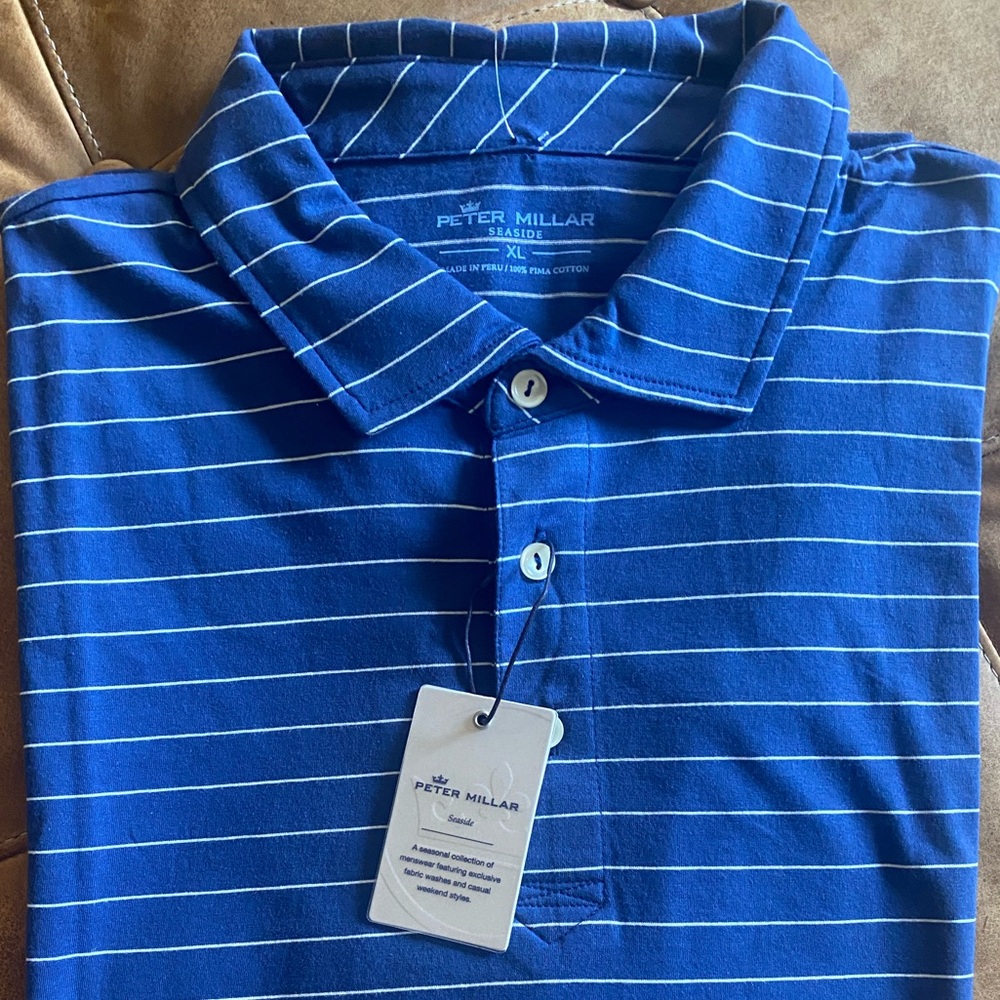 Peter Millar Seaside Striped Pima Cotton Polo NWT - Picture 5 of 11